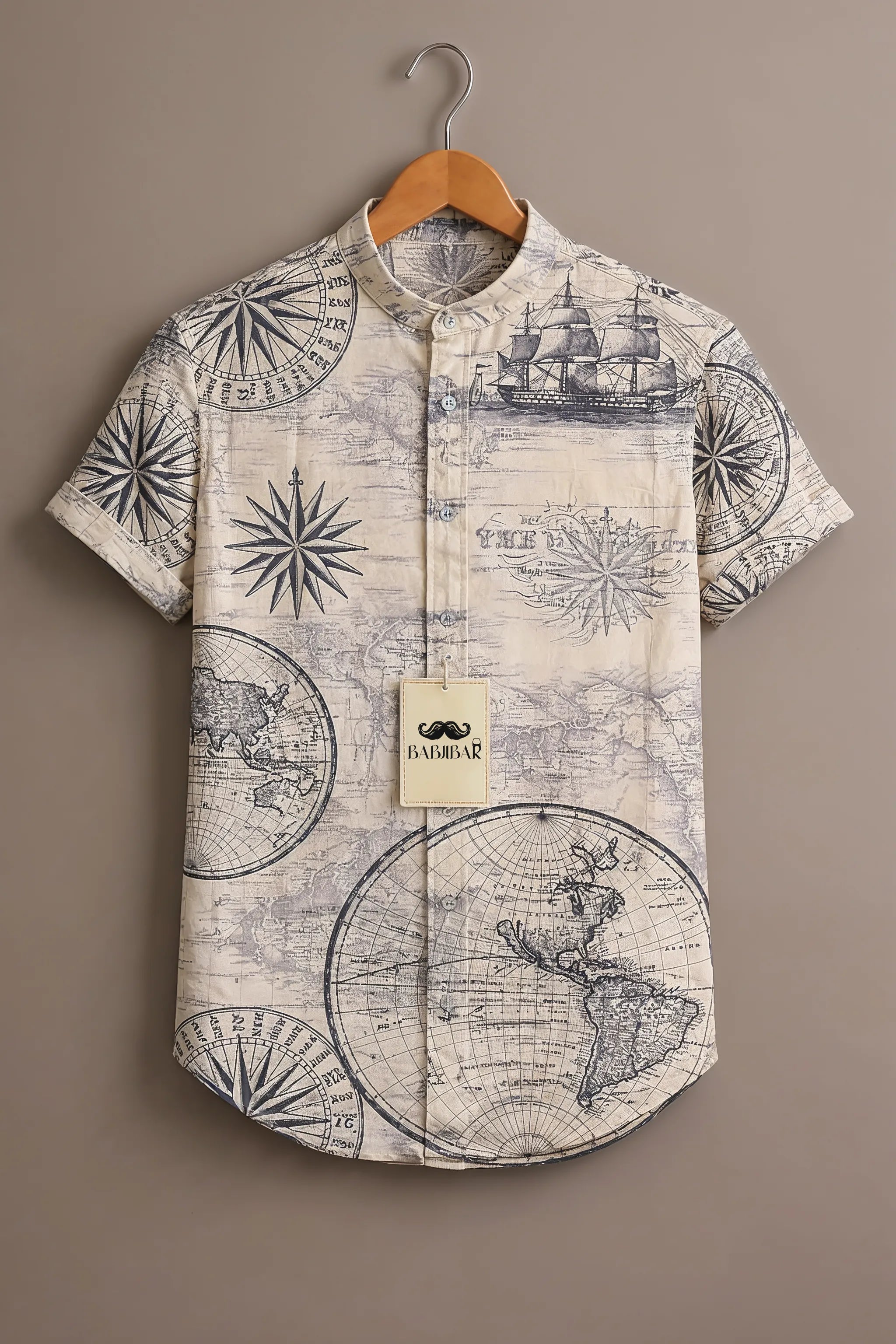 Men’s Vintage Explorer Print Cotton Shirt