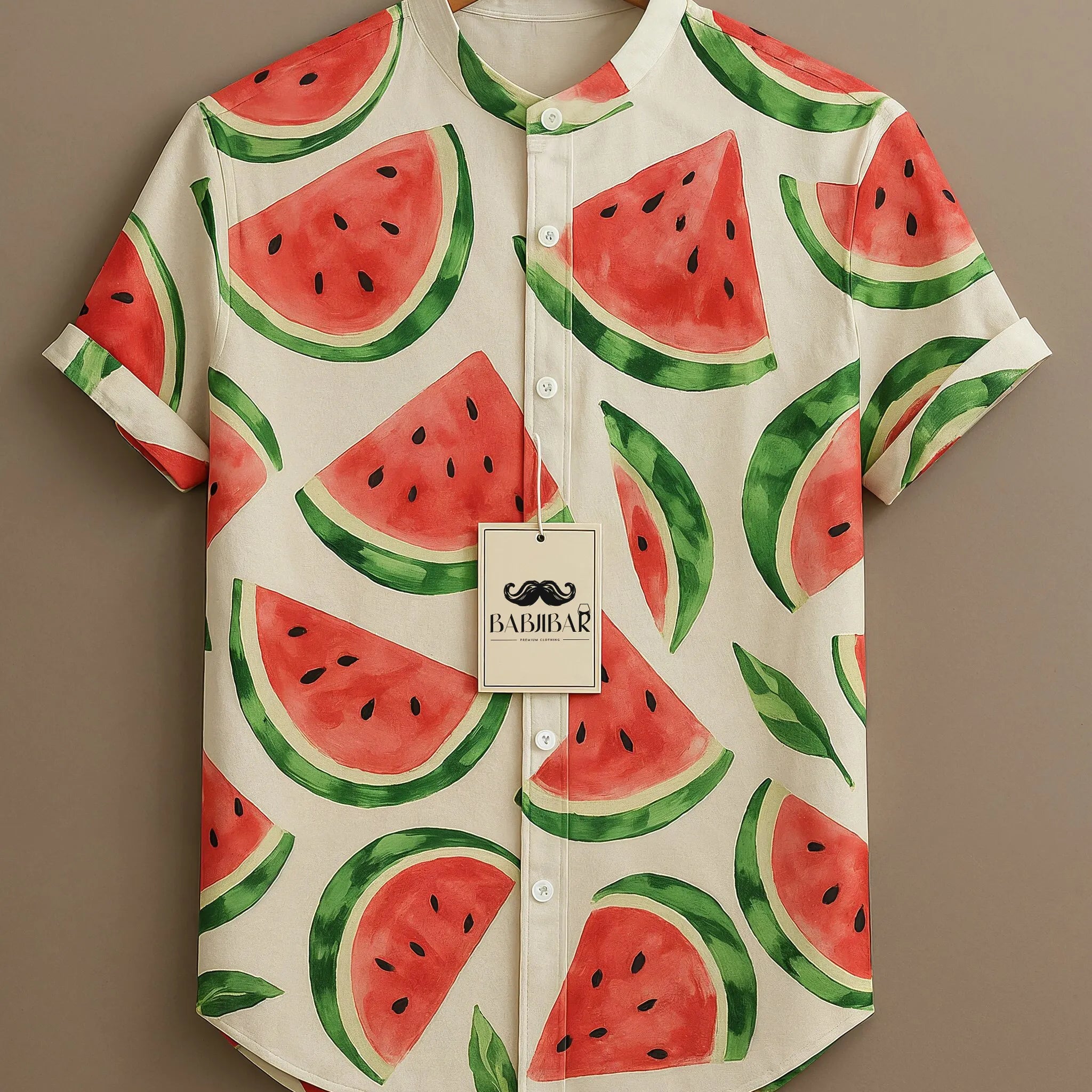 Cream Watermelon Fresh Print Short Sleeve Shirt