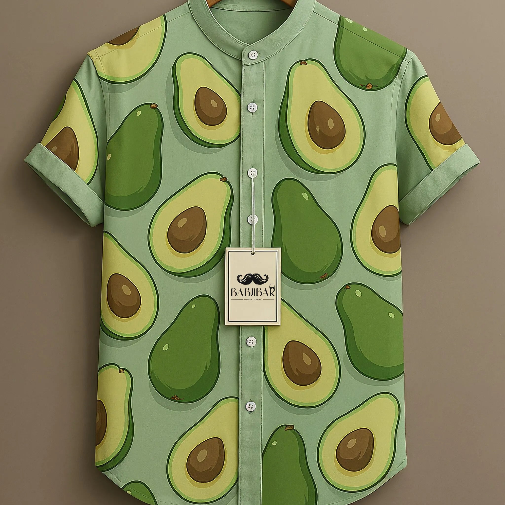 Mint Green Avocado Cartoon Print Short Sleeve Shirt