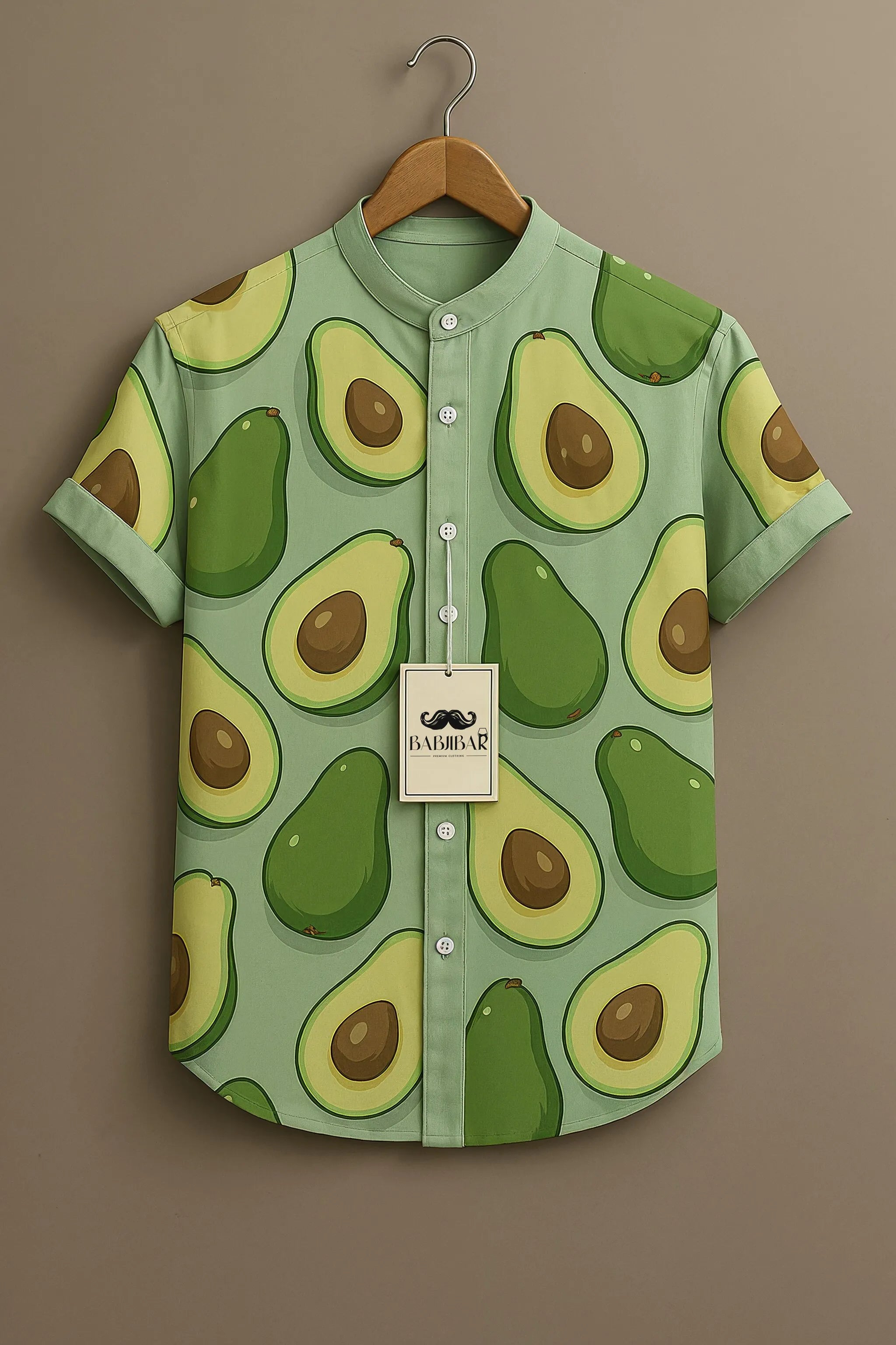 Mint Green Avocado Cartoon Print Short Sleeve Shirt