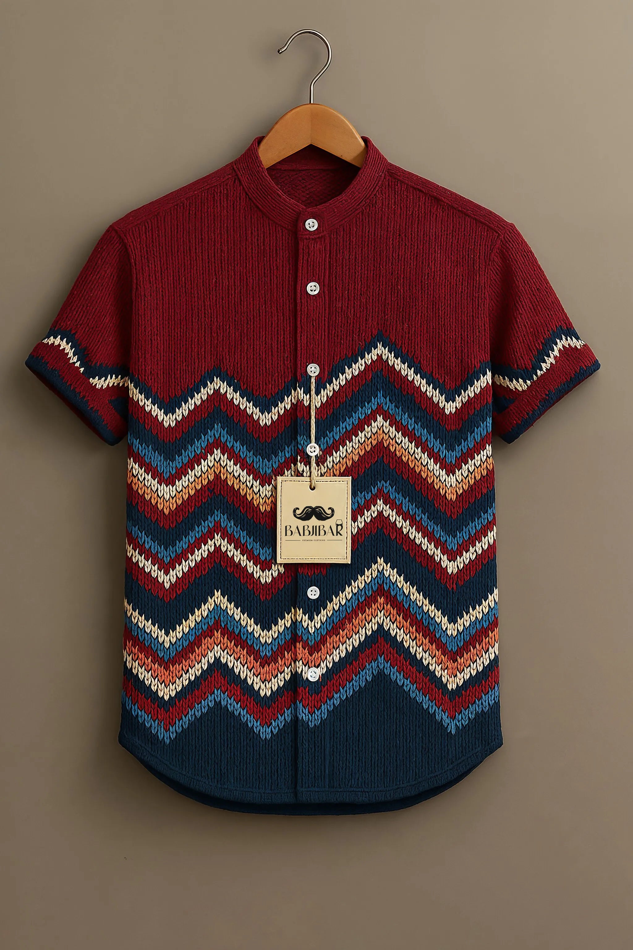 ZigZag Knit Premium Shirt – Maroon & Navy