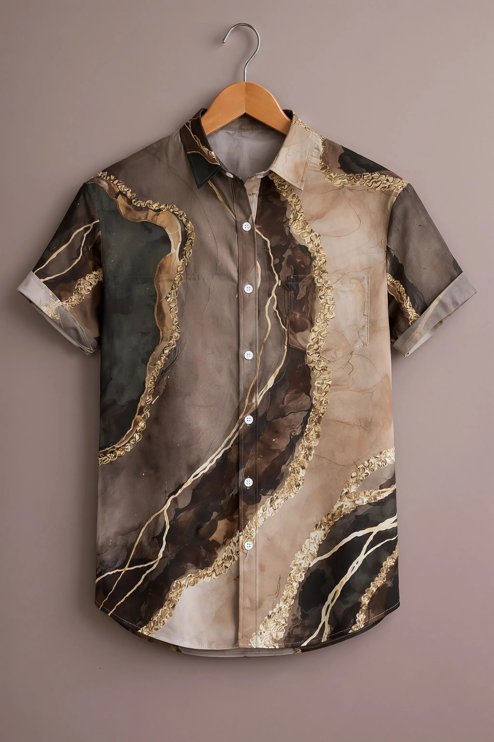 Men’s Luxury Marble Abstract Print Shirt