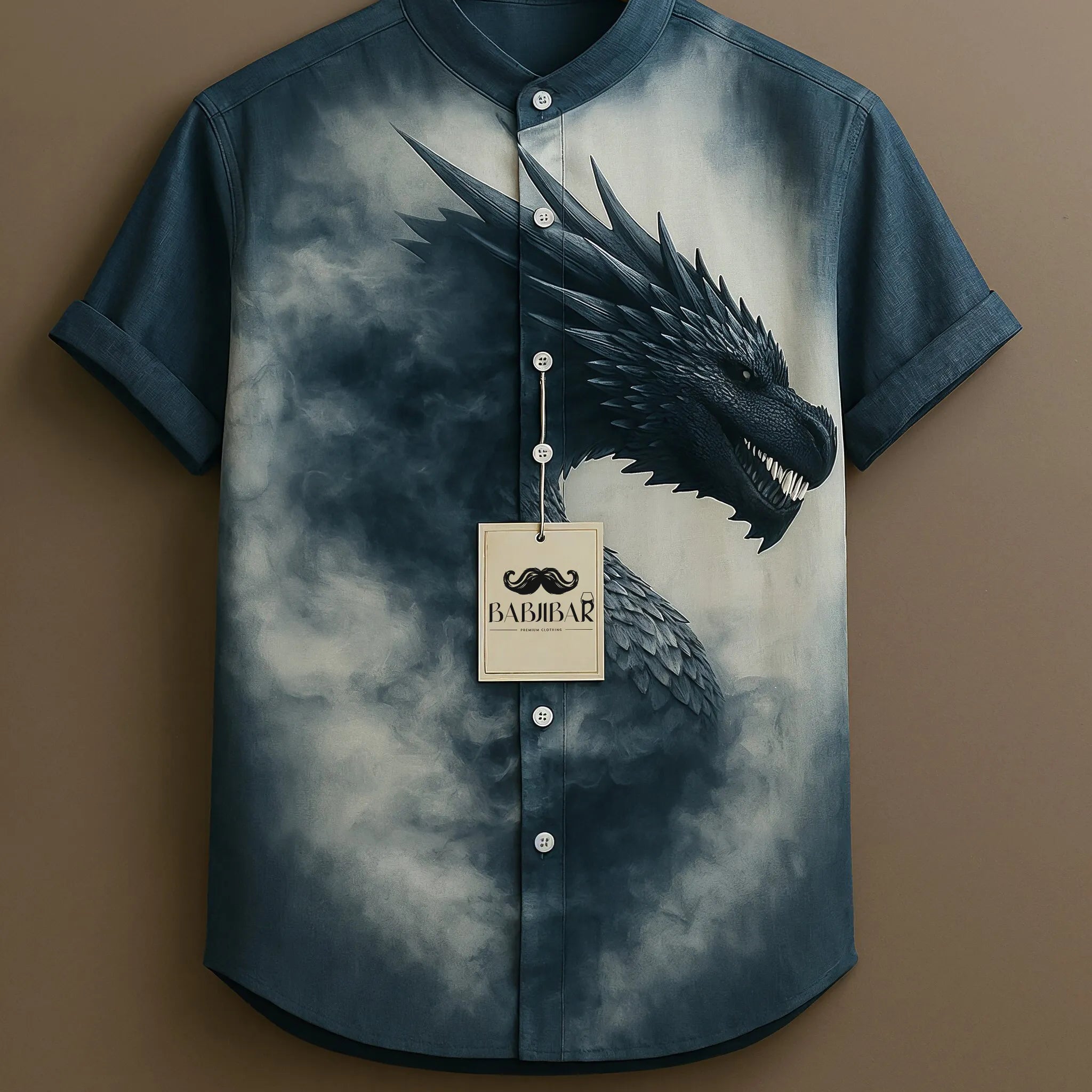 Dark Smoke Dragon Artwork Printed Short Sleeve Shirt