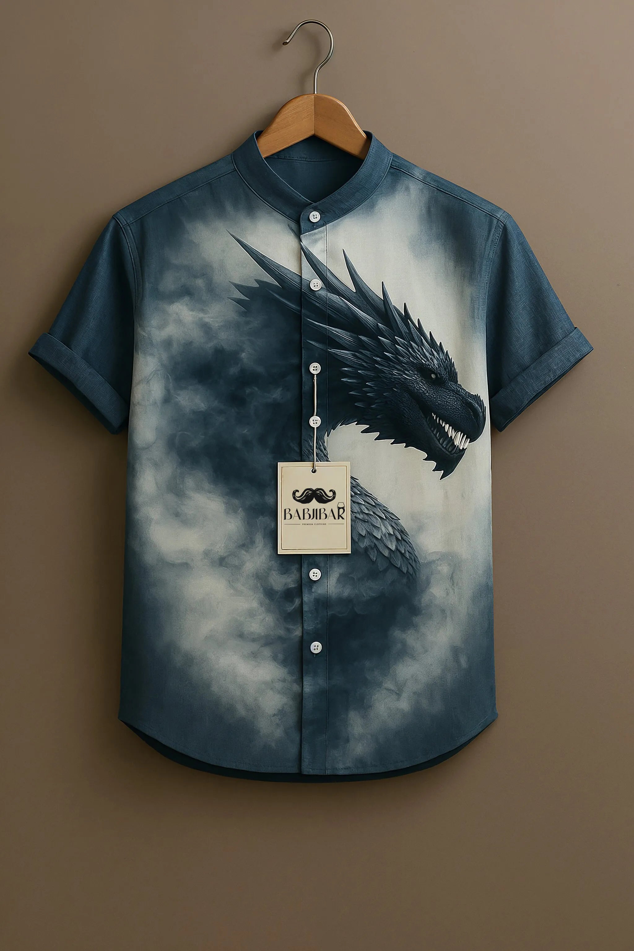 Dark Smoke Dragon Artwork Printed Short Sleeve Shirt