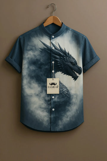 Dark Smoke Dragon Artwork Printed Short Sleeve Shirt