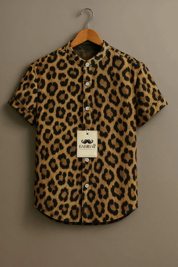 Wild Leopard Print Short Sleeve Shirt