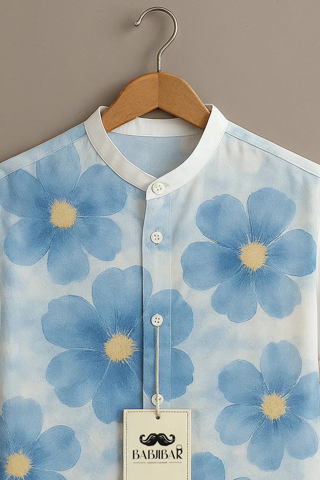 Sky Blue Blossom Floral Short Sleeve Shirt