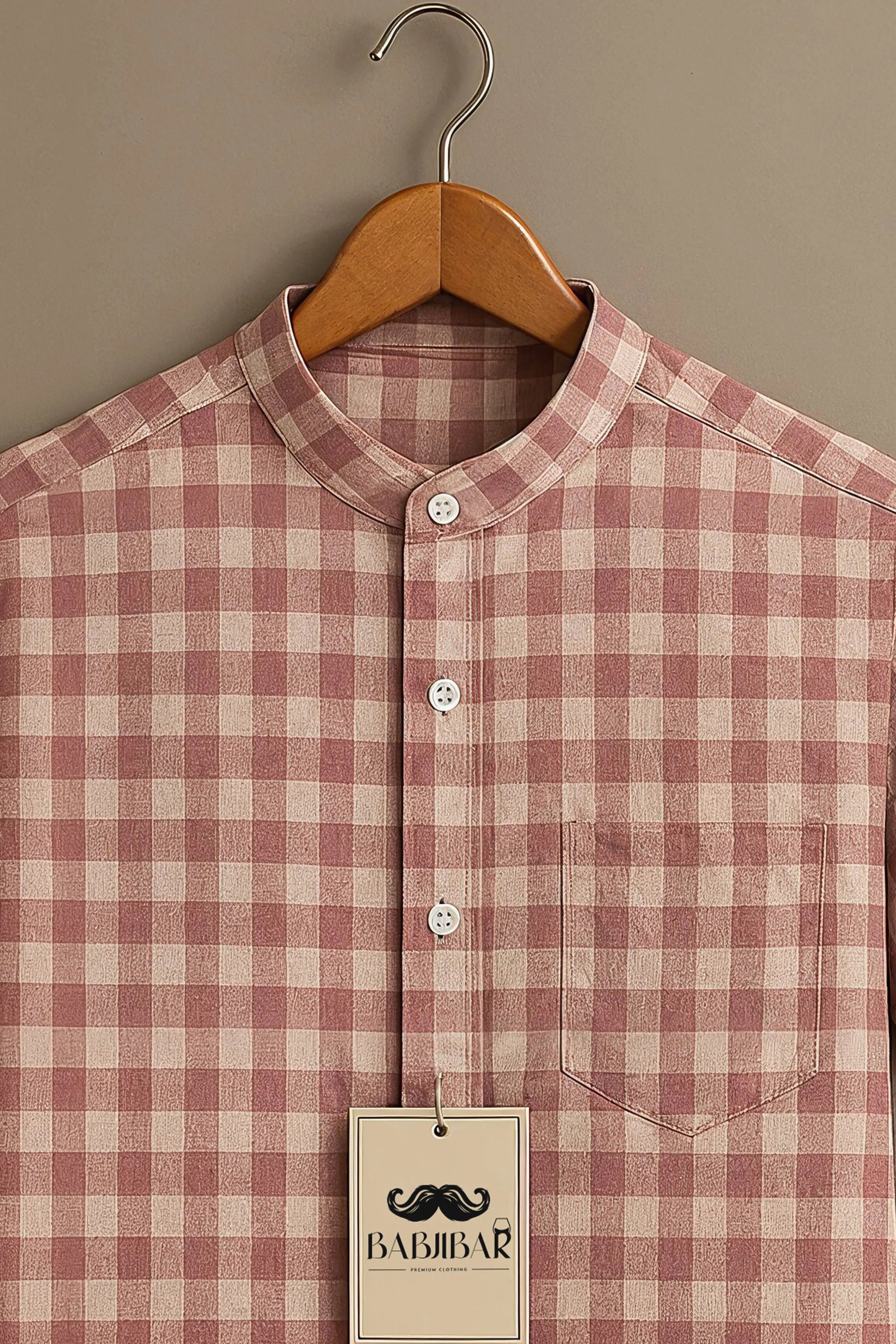 Dusty Pink Checkered Short Sleeve Shirt