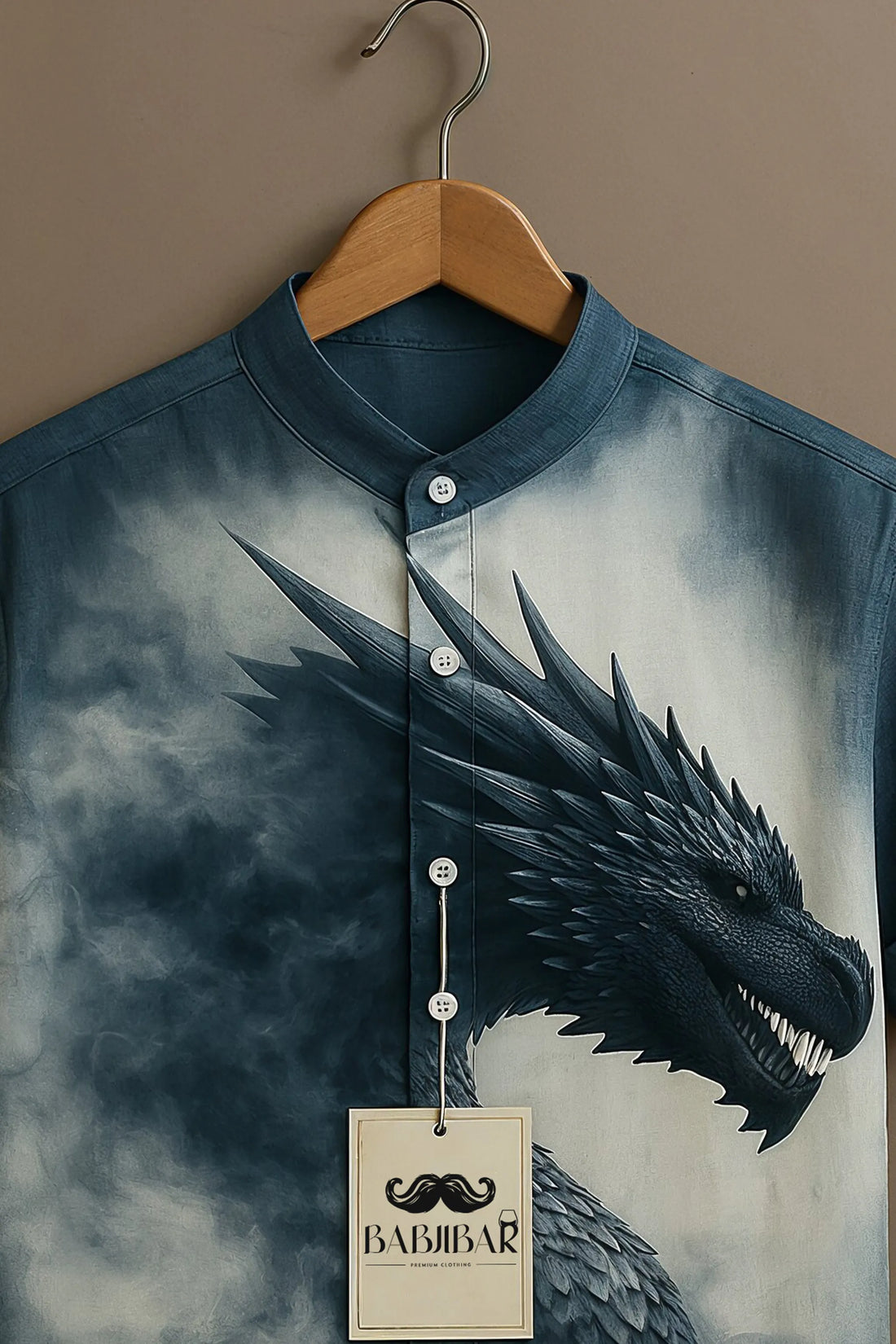 Dark Smoke Dragon Artwork Printed Short Sleeve Shirt