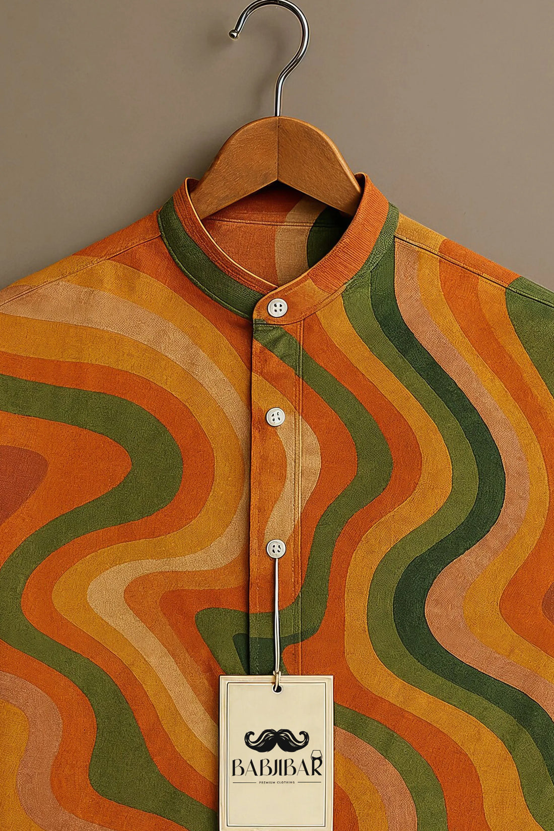 Retro Multi-Color Wave Pattern Short Sleeve Shirt