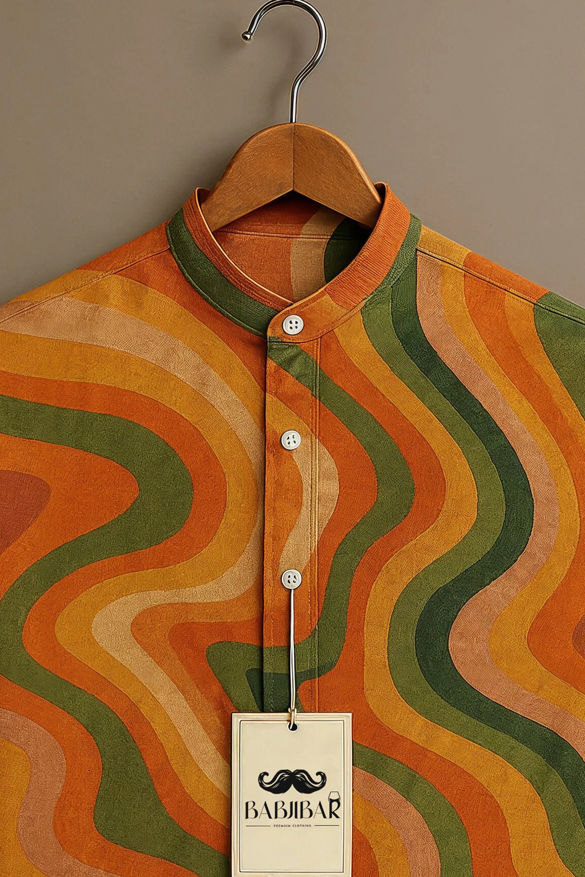 Retro Multi-Color Wave Pattern Short Sleeve Shirt