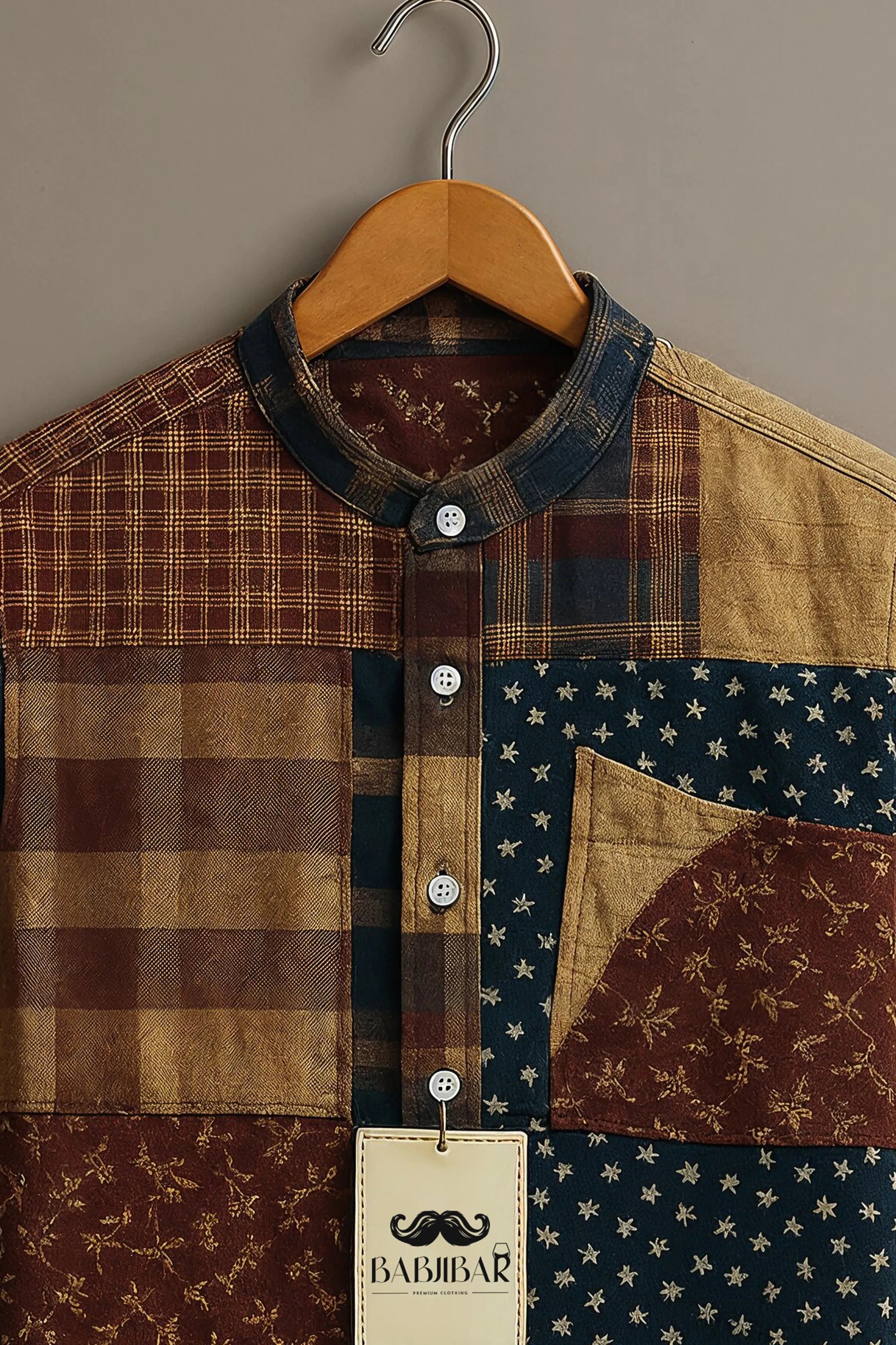 Vintage Patchwork Pattern Short Sleeve Shirt