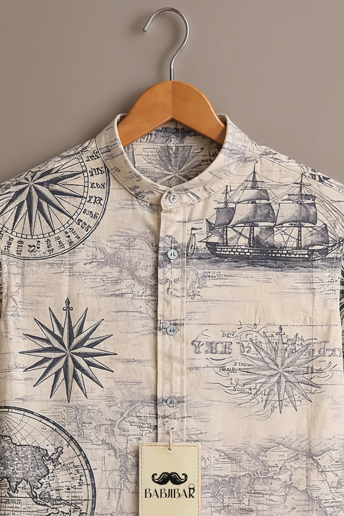 Men’s Vintage Explorer Print Cotton Shirt