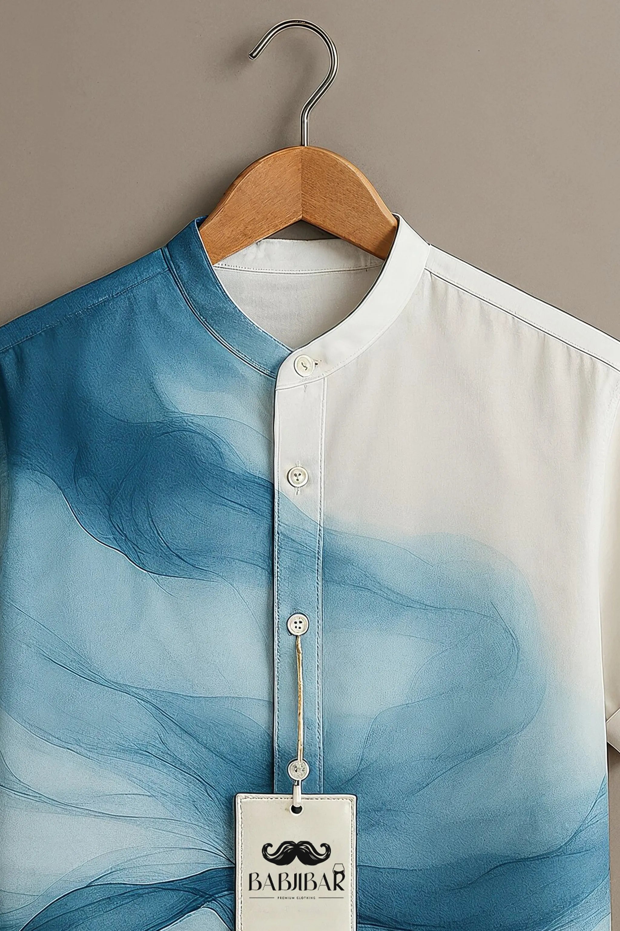 Ocean Mist Wave Print Short Sleeve Shirt