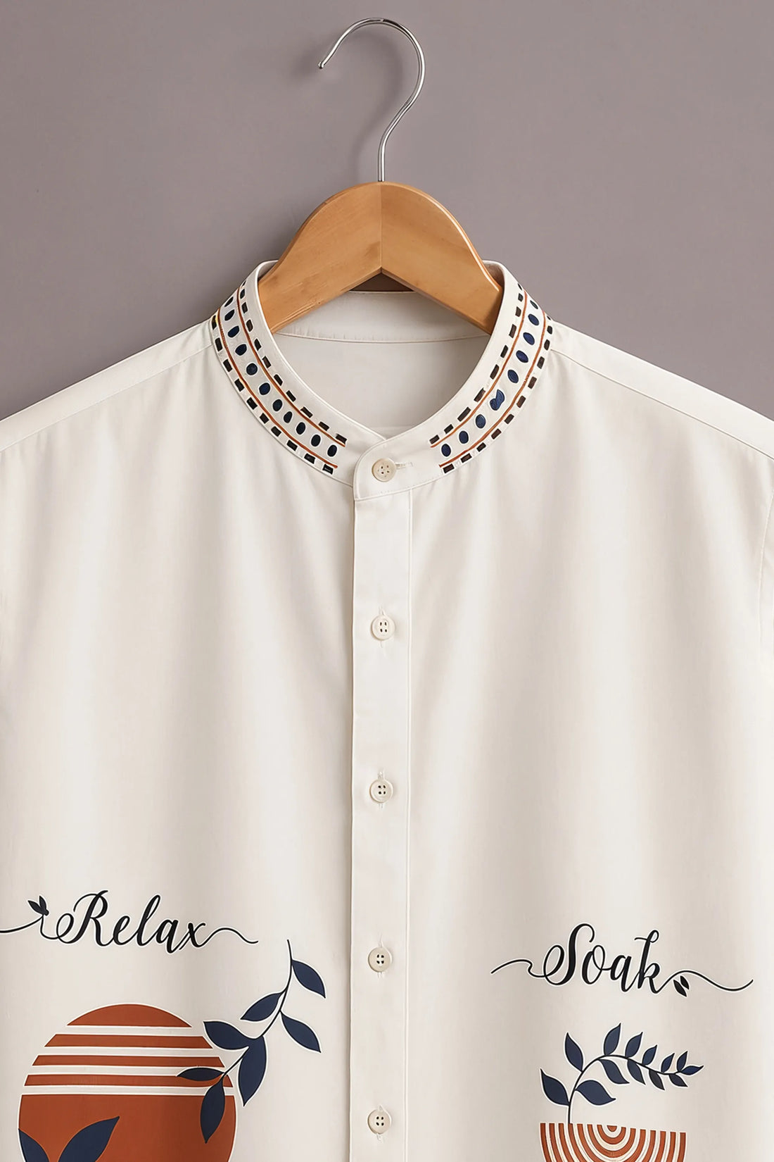 Men's White Boho Graphic Printed Shirt