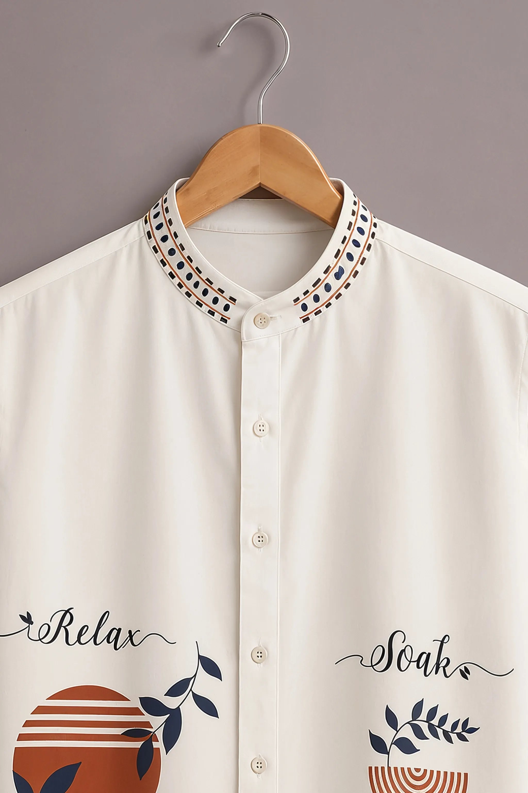 Men's White Boho Graphic Printed Shirt