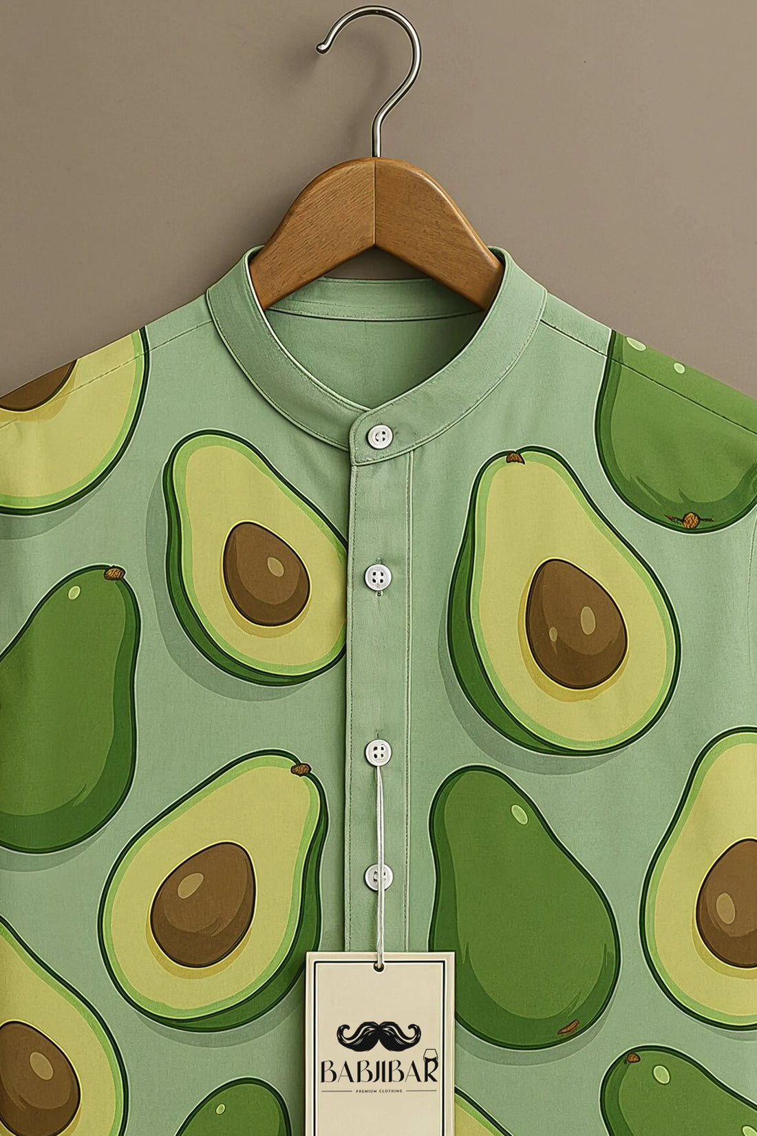 Mint Green Avocado Cartoon Print Short Sleeve Shirt
