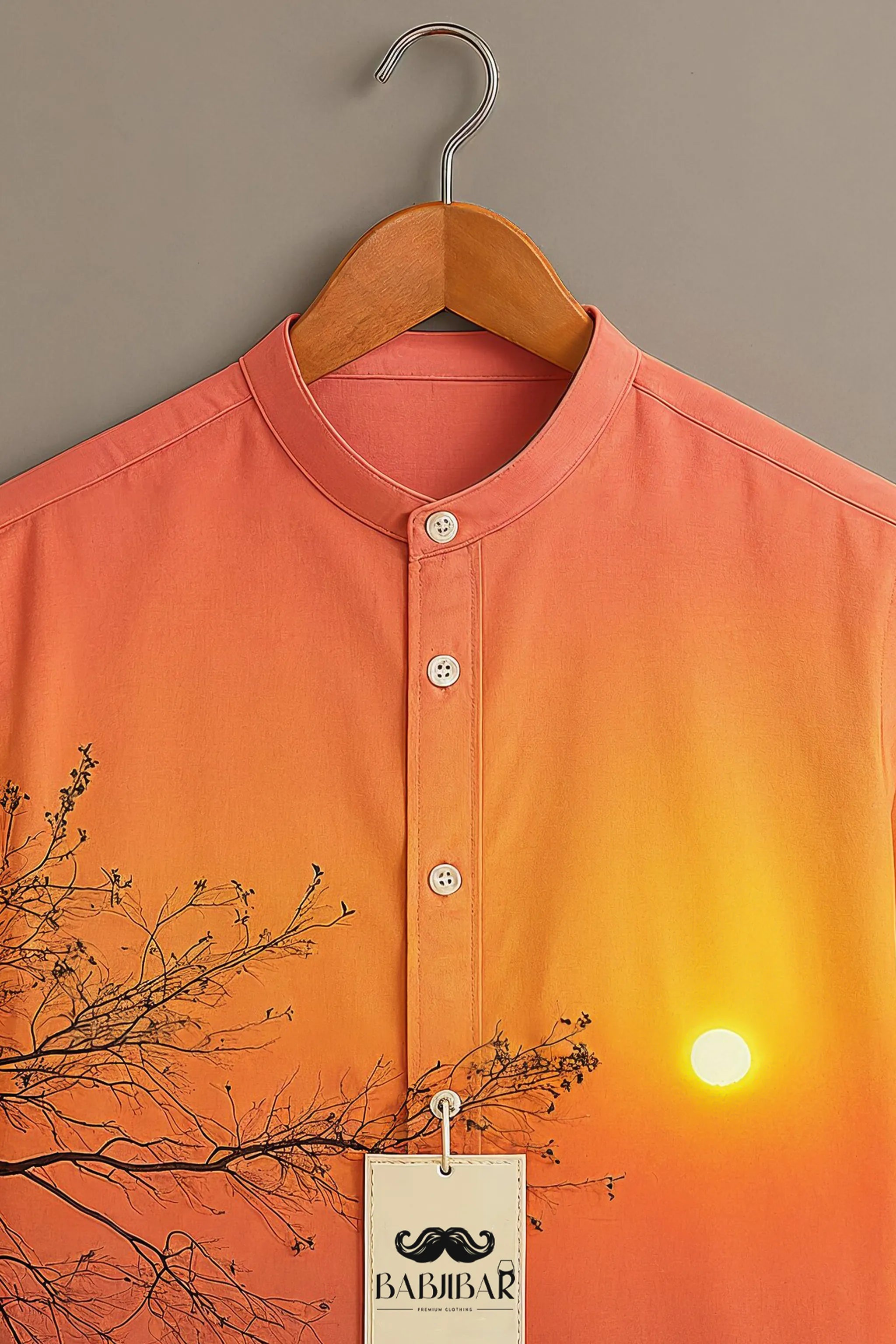 Sunset Glow Tree Print Short Sleeve Shirt