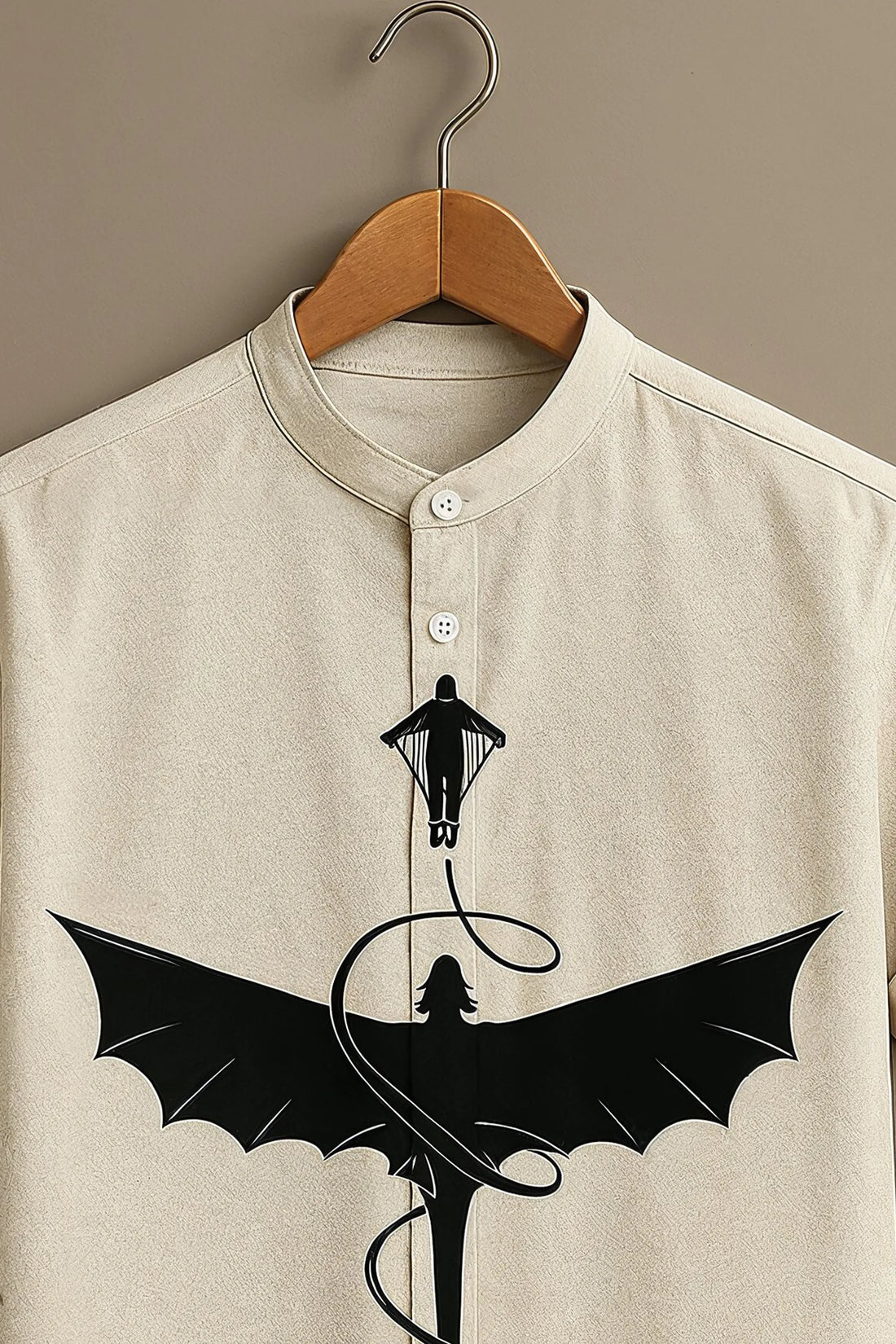 Dragon Art Printed Shirt – Beige