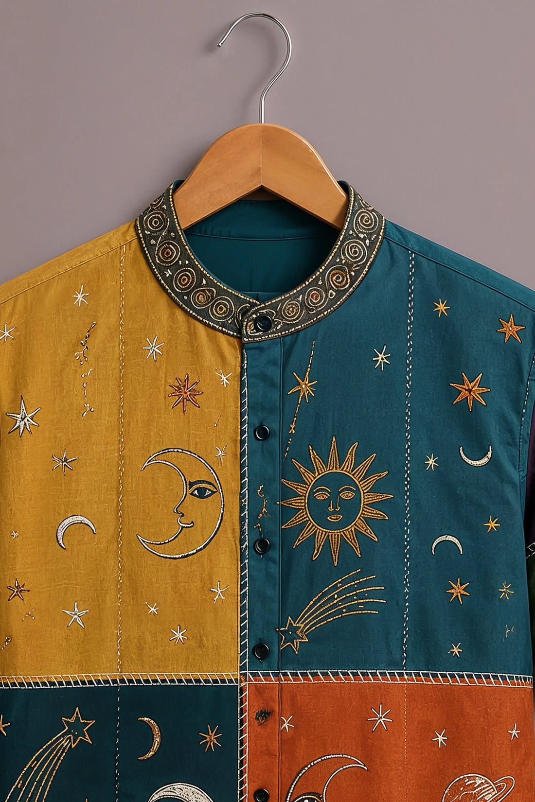 Men's Celestial Patchwork Printed Shirt