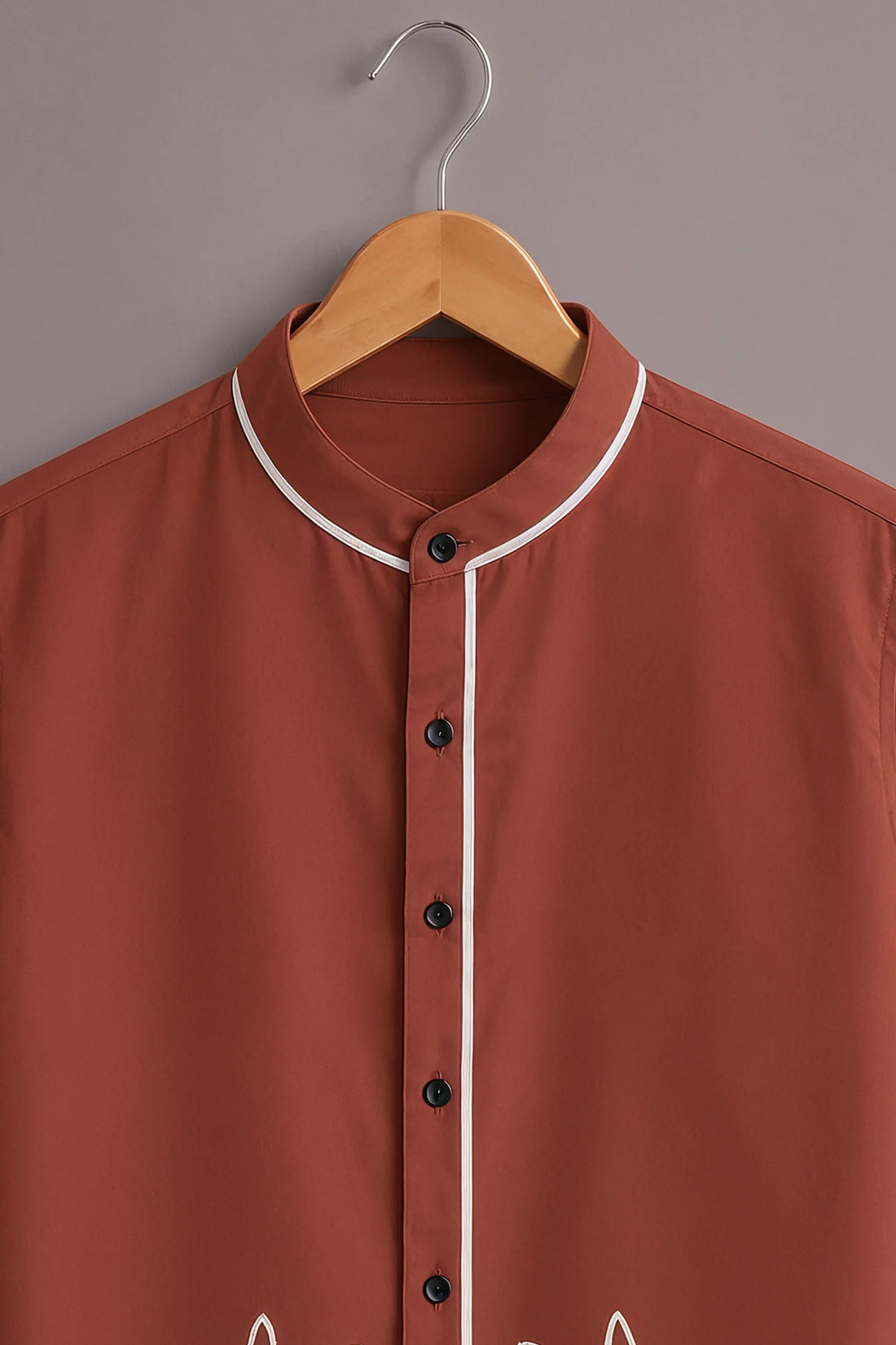Men's Rust Floral Outline Printed Shirt
