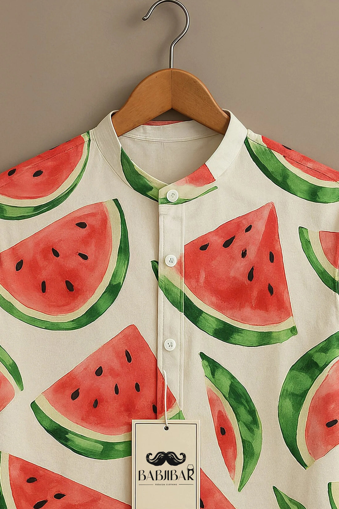 Cream Watermelon Fresh Print Short Sleeve Shirt