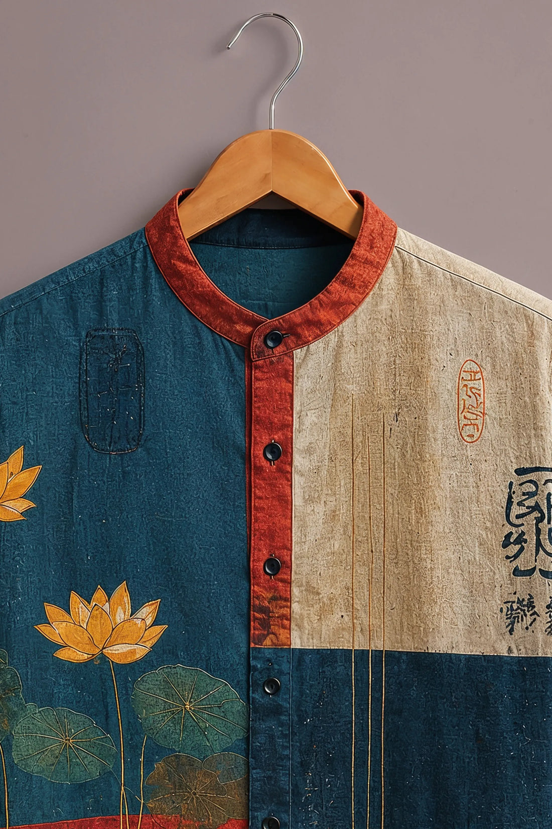Men's Multicolor Lotus Art Printed Shirt