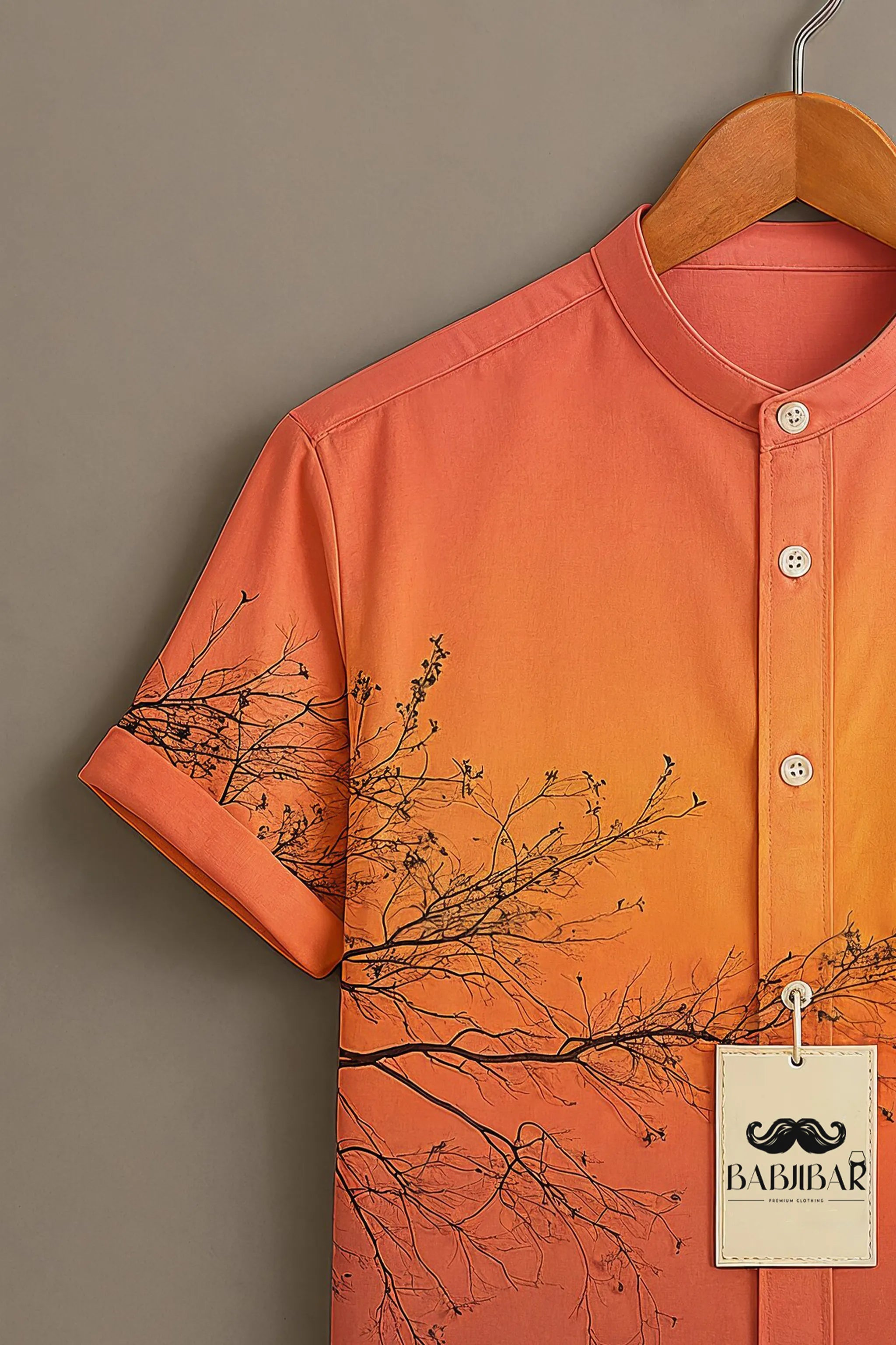 Sunset Glow Tree Print Short Sleeve Shirt