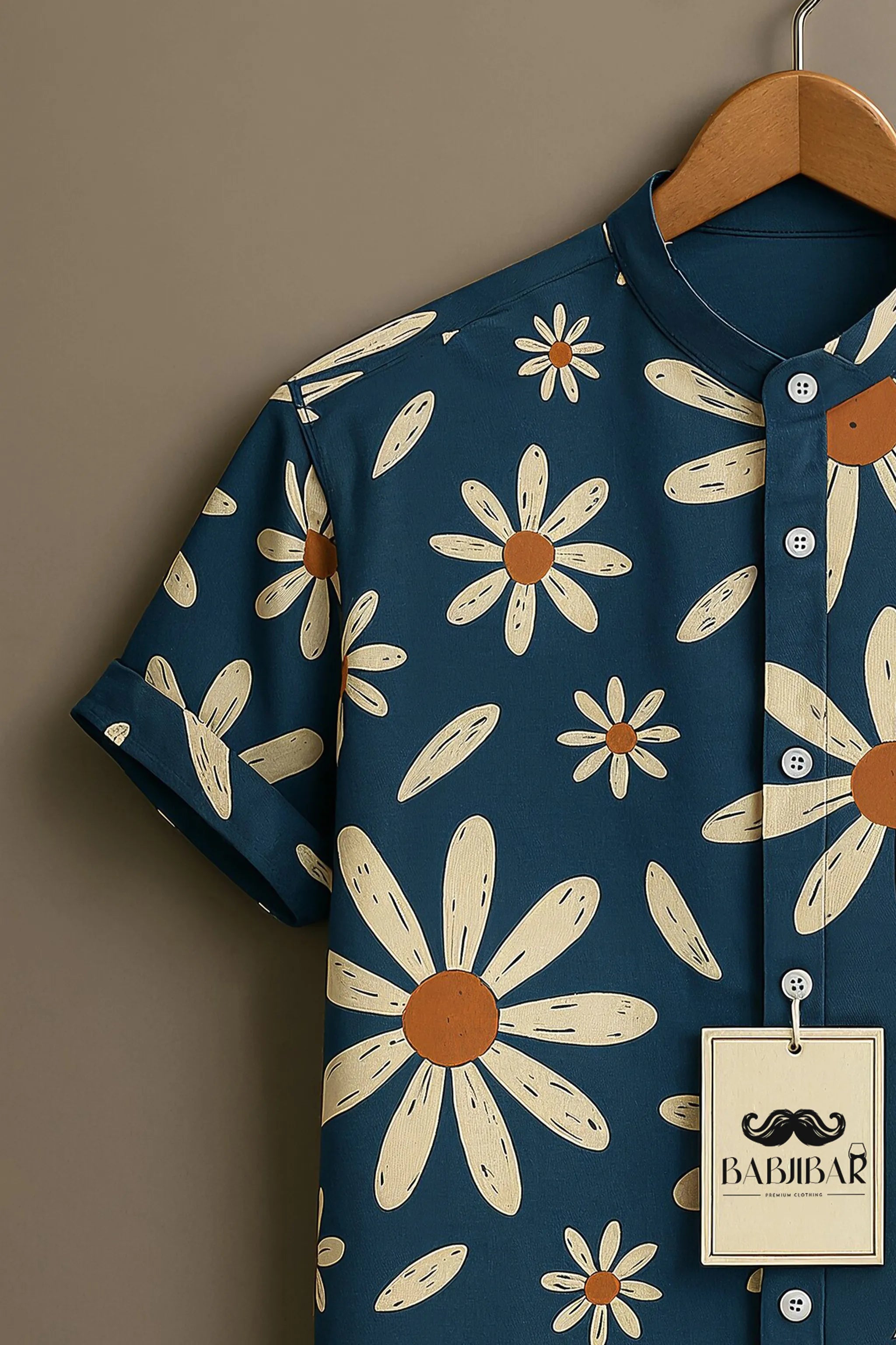 Navy Daisy Bloom Graphic Short Sleeve Shirt