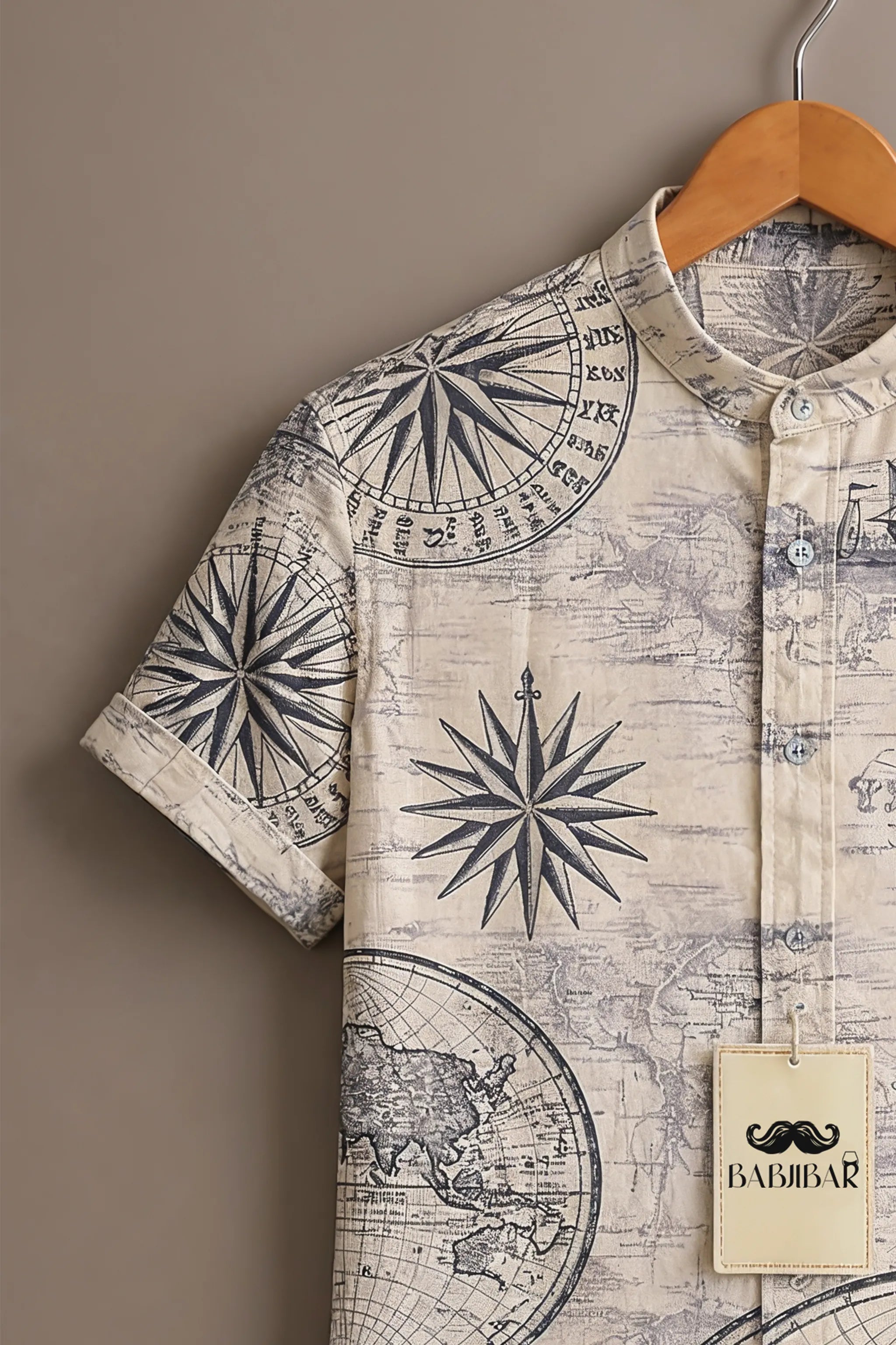 Men’s Vintage Explorer Print Cotton Shirt