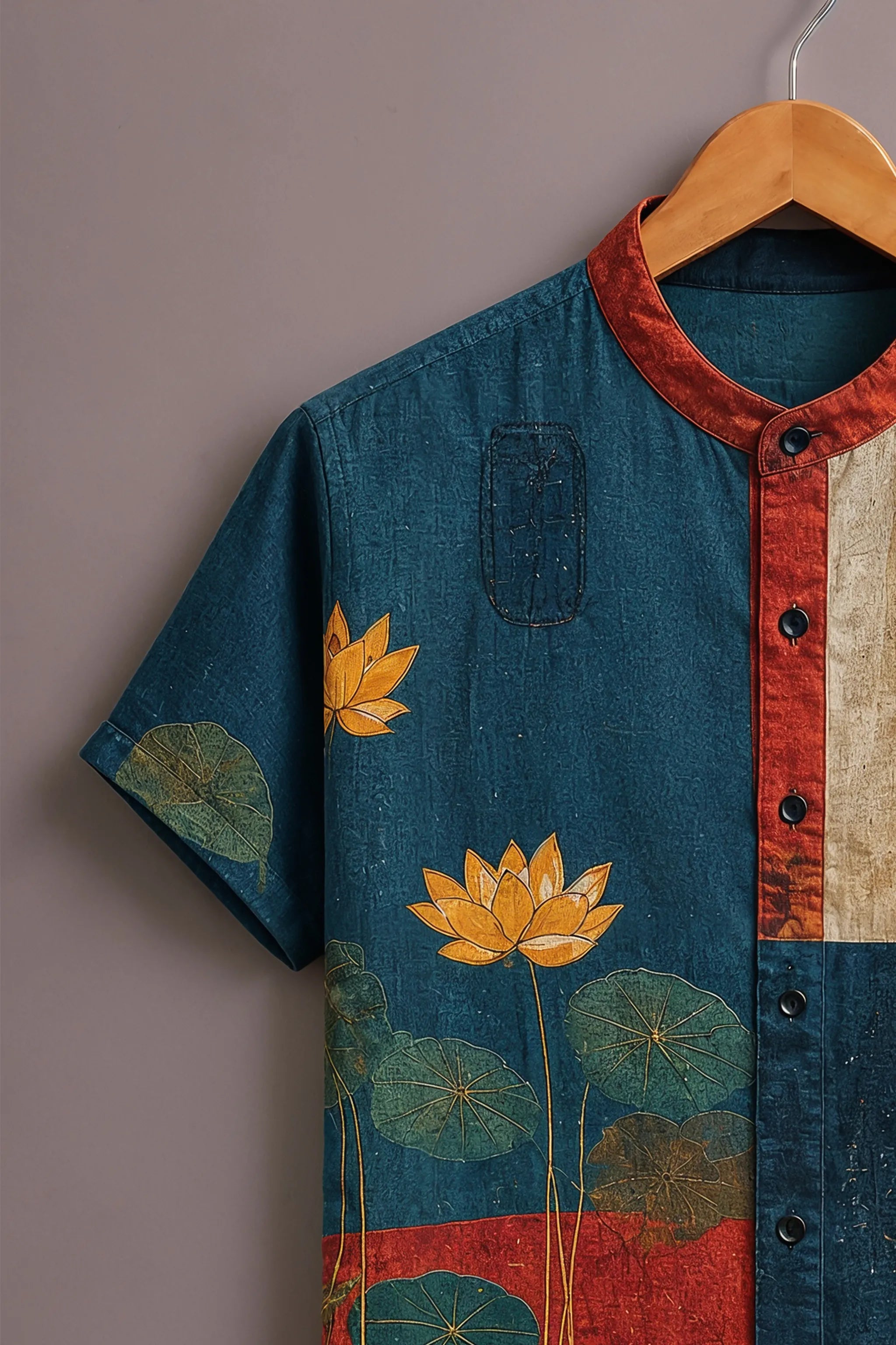 Men's Multicolor Lotus Art Printed Shirt