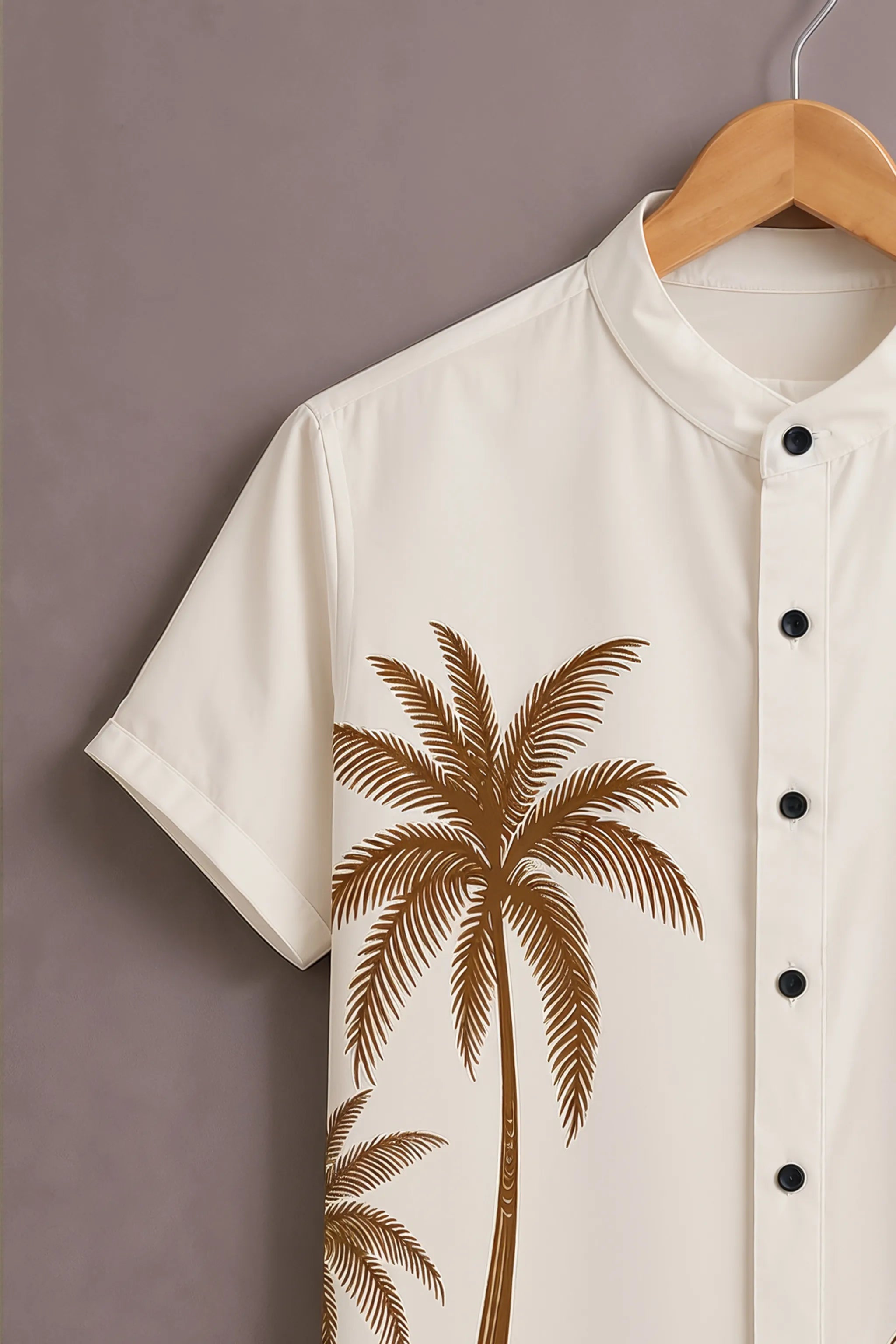 Men's White Desert Camel Printed Shirt