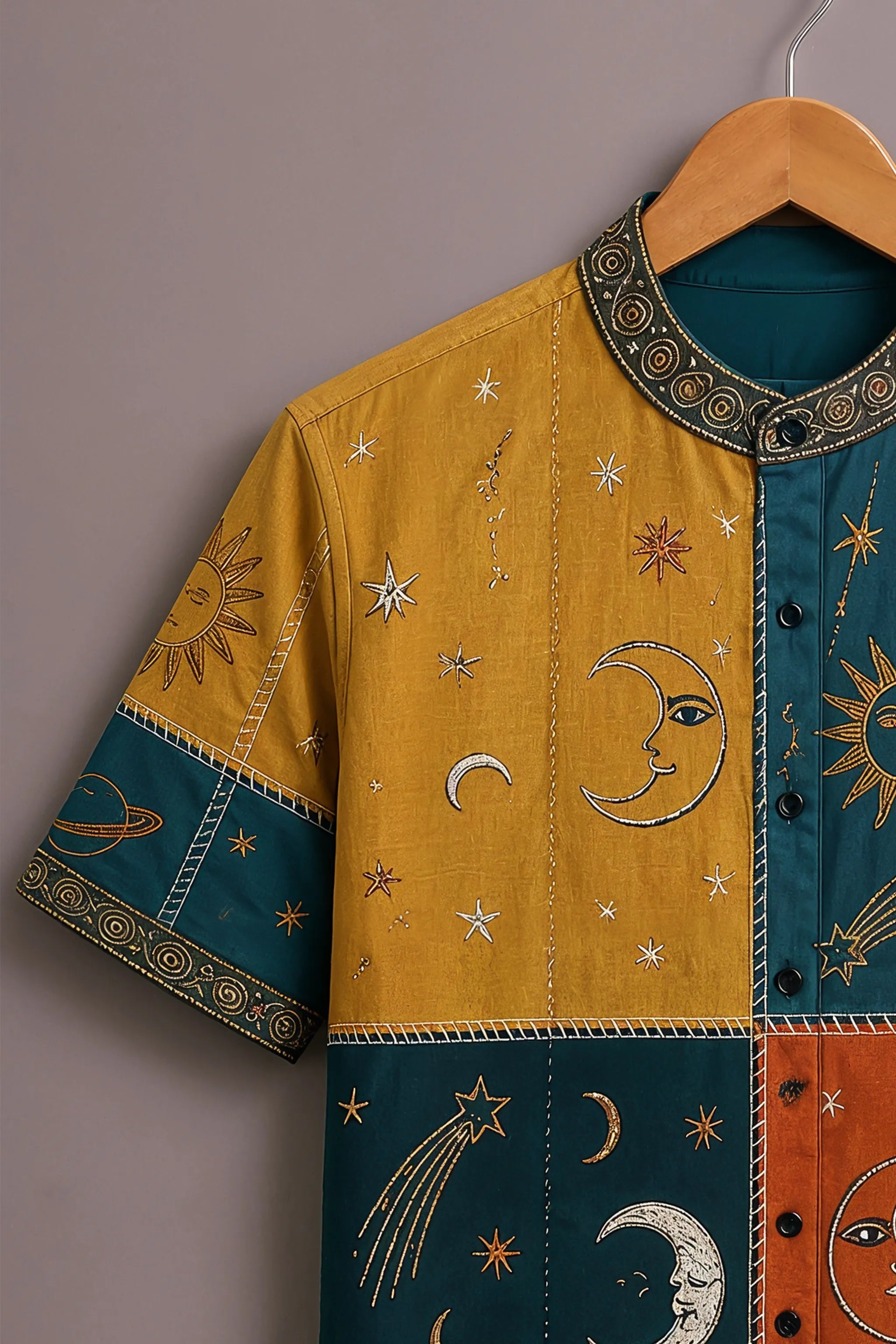 Men's Celestial Patchwork Printed Shirt