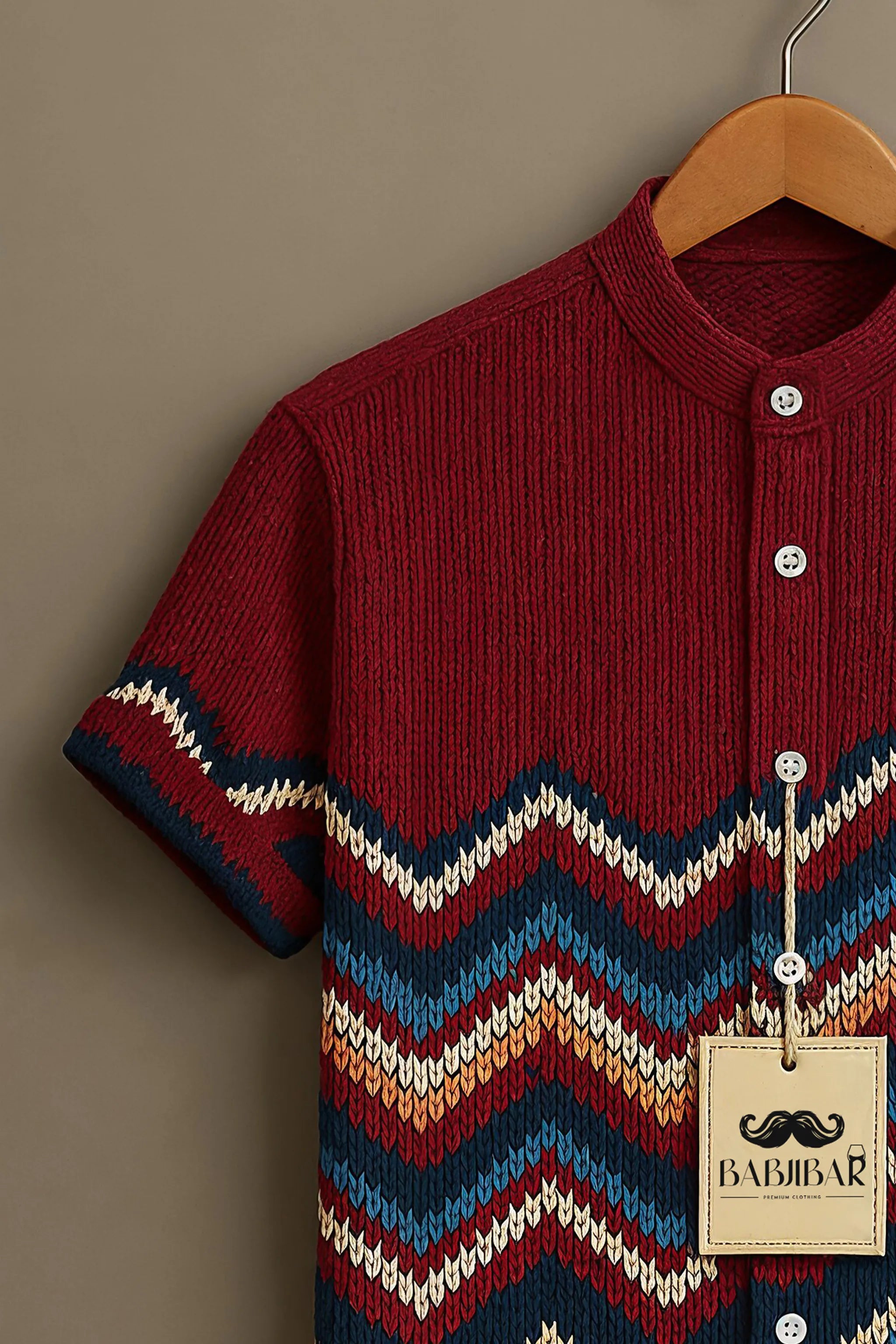 ZigZag Knit Premium Shirt – Maroon & Navy