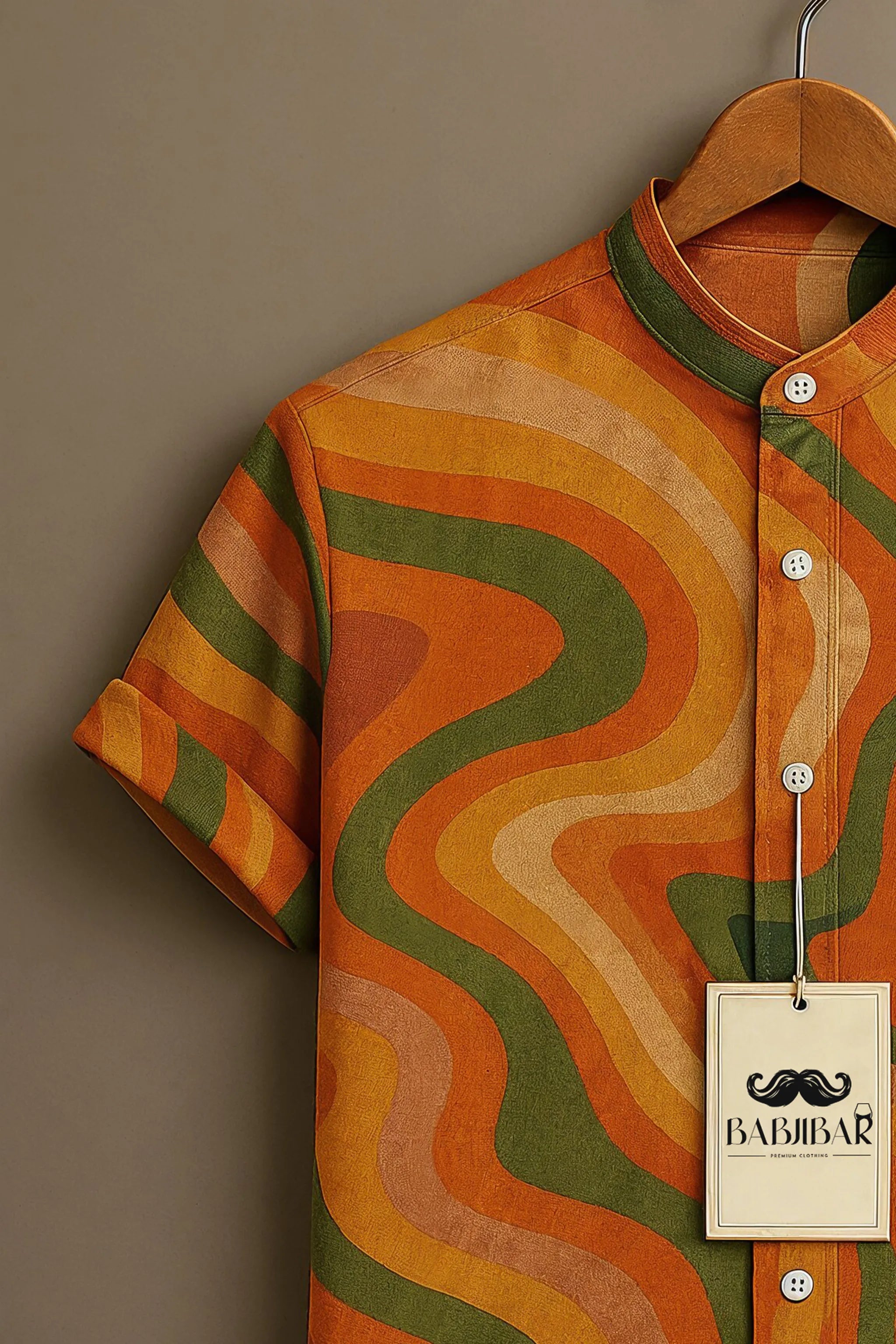 Retro Multi-Color Wave Pattern Short Sleeve Shirt