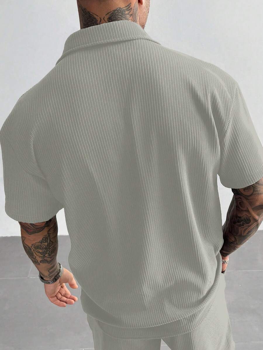 Men’s Ribbed Texture Half Sleeve Shirt – Sage Mist